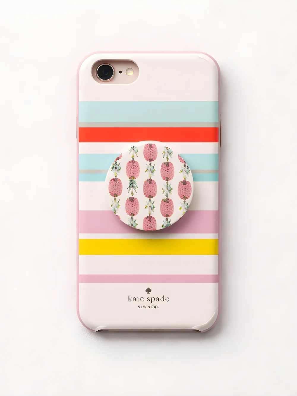 kate spade Iphone 6, 6s, 7, 8 Plus Striped iPhone Case with Pineapple Pop Socket